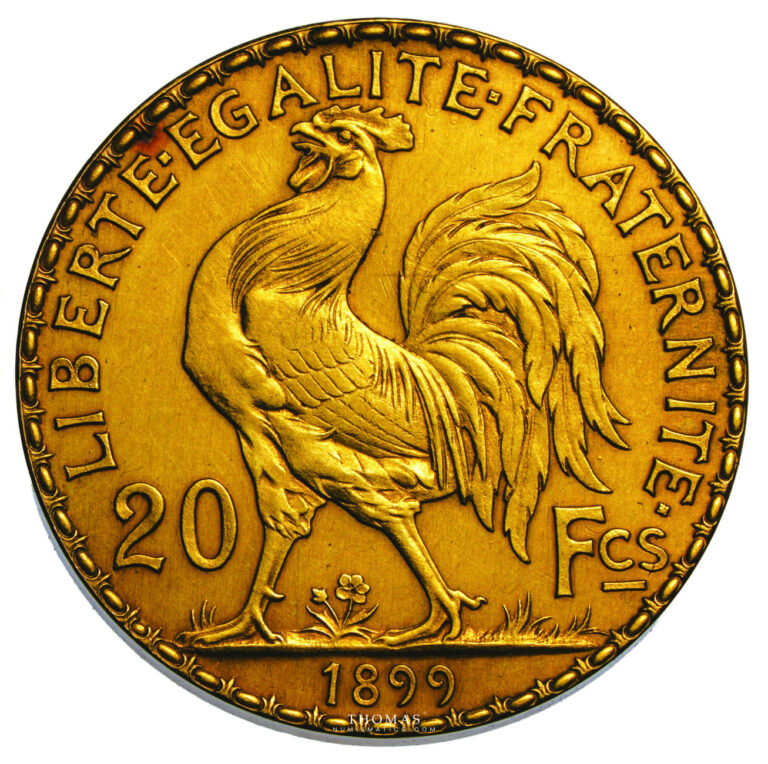 France Republic gold Proof Piefort Essai 20 Francs 1899 - Paris - Essai on edge reverse