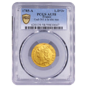 Monnaie France - Louis XVI - Louis d'or à la tête nue - 1785 A Paris - Trésor de Vendée - PCGS AU 58-Slab