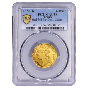 Monnaie France - Louis XVI - Louis d'or à la tête nue - 1786 K Bordeaux - Trésor de Vendée - PCGS AU 58-Slab