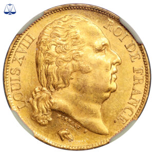 Coin France - Louis XVIII - 20 Francs Or - 1817 A Paris - NGC MS 62+ obverse