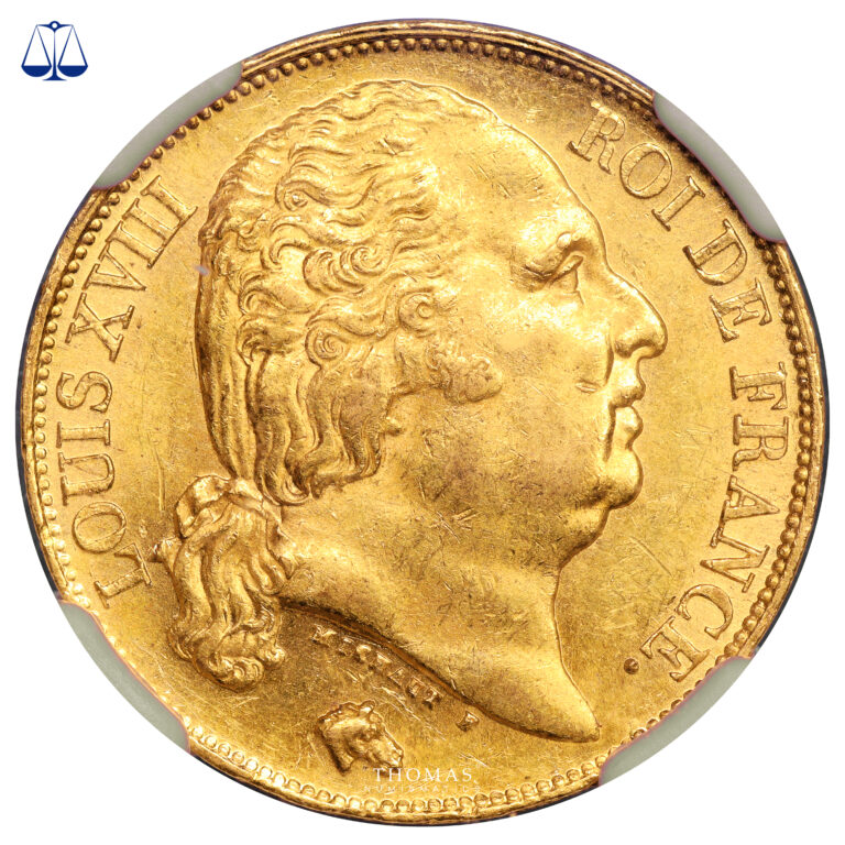 Coin France - Louis XVIII - 20 Francs Or - 1817 A Paris - NGC MS 62+ obverse