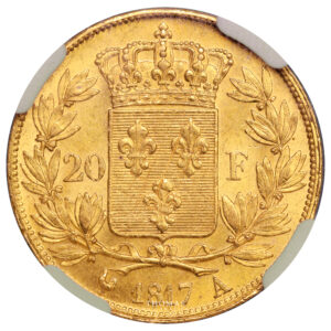 Coin France - Louis XVIII - 20 Francs Or - 1817 A Paris - NGC MS 62+ reverse