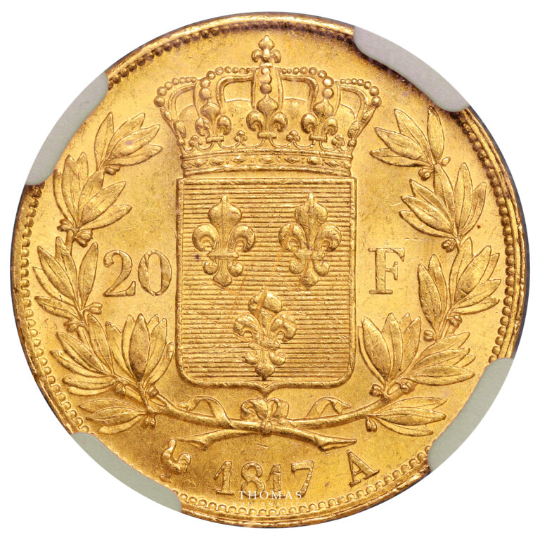 Coin France - Louis XVIII - 20 Francs Or - 1817 A Paris - NGC MS 62+ reverse