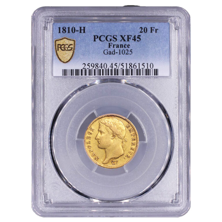 Coin France - Napoléon Ier - Gold - 20 Francs Or - 1810 H La Rochelle - PCGS XF 45 - 2436 examples slab