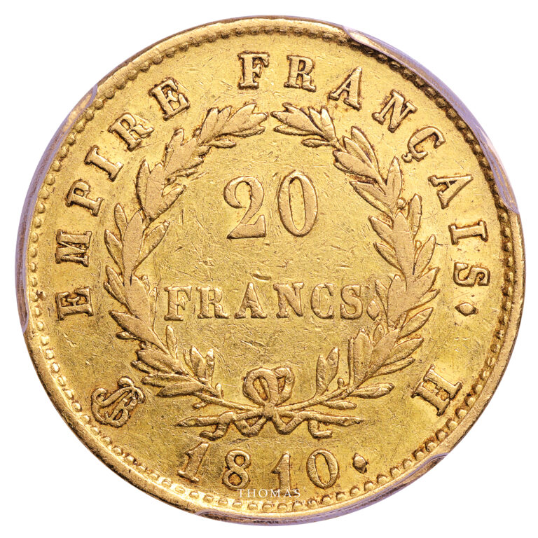 Coin France - Napoléon Ier - Gold - 20 Francs Or - 1810 H La Rochelle - PCGS XF 45 - 2436 examples reverse