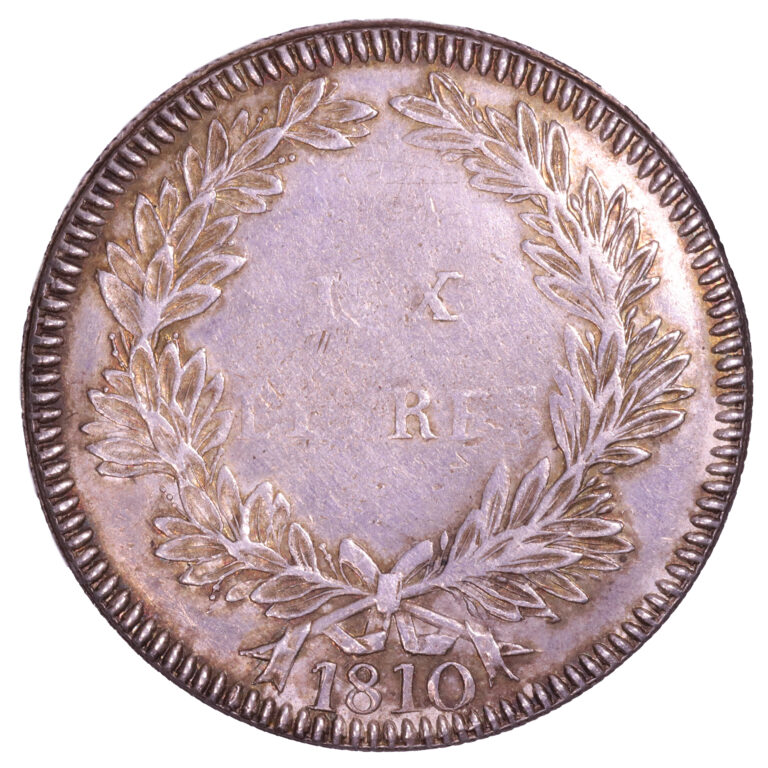 Coin  - MAURITIUS - Colonial - as Îles de France et Bonaparte - 10 Livres 1810 - Piastre Decaen -  Port Louis - reverse