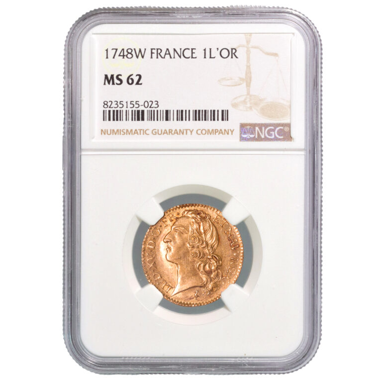 Louis or bandeau louis XV - 1748 W - NGC MS 62 - slab