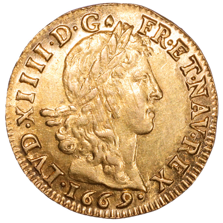 Coin France - Louis XIV - Gold Louis d'or au buste juvénile - 1669 L Bayonne obverse