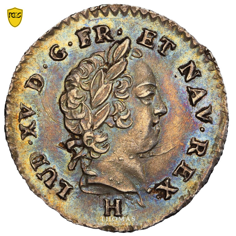 Coin - France Louis XV - 6 Sols silver - 1731 H - Windward Islands - PCGS AU 58 obverse