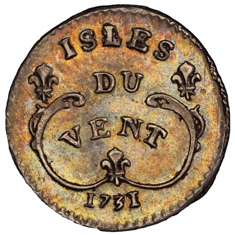 Coin - France Louis XV - 6 Sols silver - 1731 H - Windward Islands - PCGS AU 58 reverse