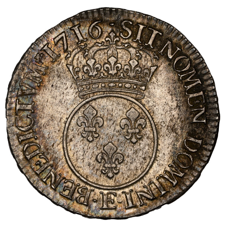 Coin France – Louis XVI- Écu Vertugadin – 1716 – 9 Rennes – Flan neuf – Treasure of mill of Luzarches - NGC AU 53 reverse