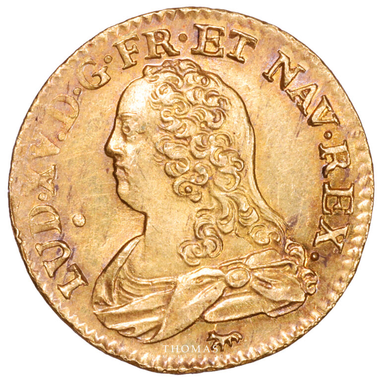 Coin France - Louis XV - Gold Louis d'or aux lunettes - 1737 A Paris - Treasure of rue Mouffetard obverse