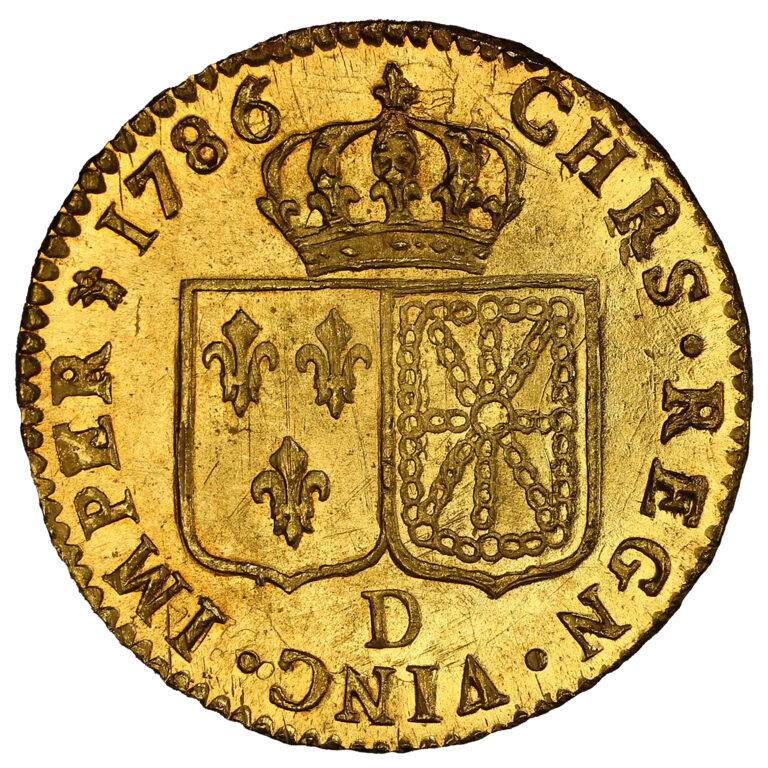 Coin France - Louis XVI - Gold - Louis d'or à la tête nue - 1786 D Lyon - PCGS MS 65 reverse