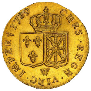 coin France - Louis XVI - Gold Louis d'or à la tête nue - 1789 W Lille reverse