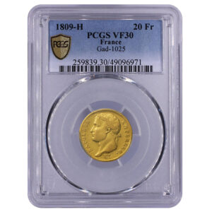 Napoleon I - 20 francs or 1809 H - La rochelle - slab