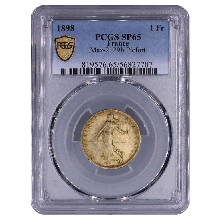 Coin - France - Pattern- Piefort de 1 franc 1898 semeuse - brillant planchet- PCGS SP 65 slab