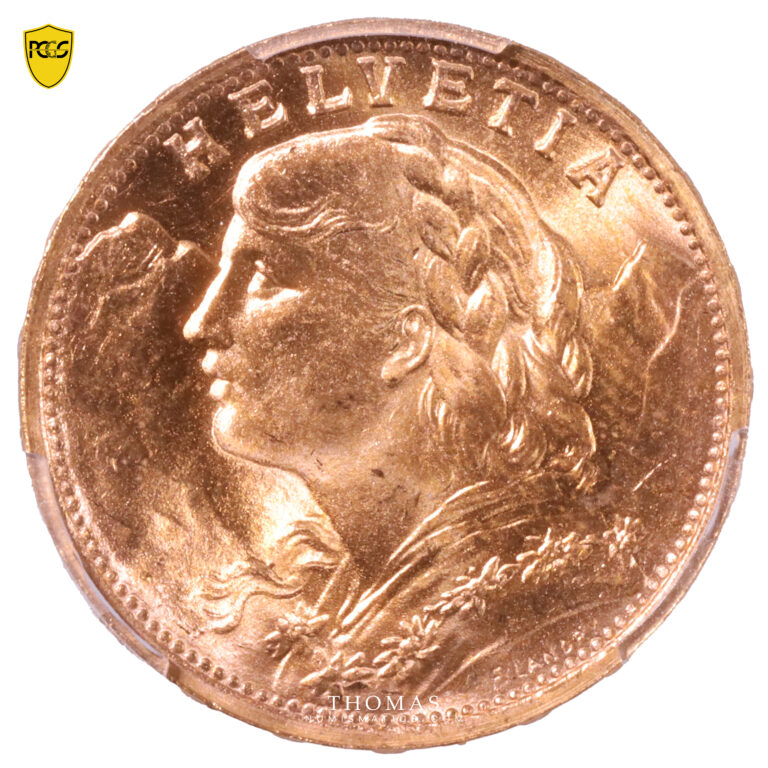 Suisse - 20 francs or 1935 LB - PCGS MS 66 avers