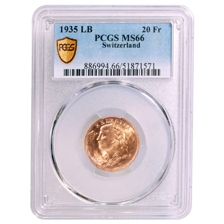 Suisse - 20 francs or 1935 LB - PCGS MS 66 slab