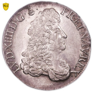 Coin - France Louis XIV - Écu au buste drapé à l'antique - 1686 - 9 Rennes - PCGS MS 62 obverse