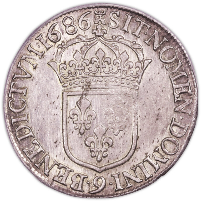 Coin - France Louis XIV - Écu au buste drapé à l'antique - 1686 - 9 Rennes - PCGS MS 62 reverse