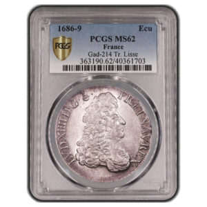 Coin - France Louis XIV - Écu au buste drapé à l'antique - 1686 - 9 Rennes - PCGS MS 62 slab