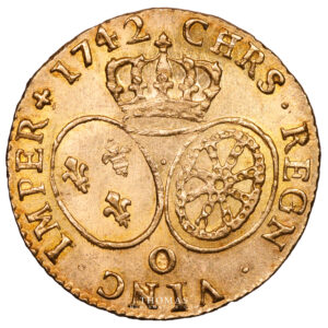 Coin France - Louis XV - Gold - Louis d’or au Bandeau -  1742 O Riom - 1998 examples reverse