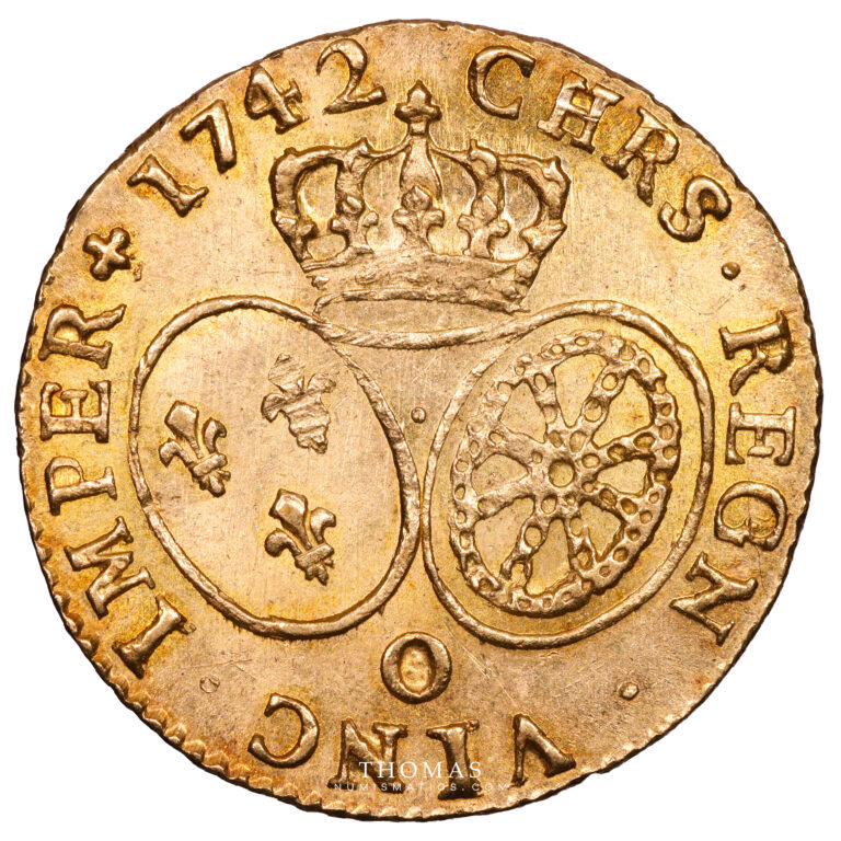 Coin France - Louis XV - Gold - Louis d’or au Bandeau -  1742 O Riom - 1998 examples reverse