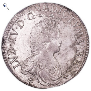 Coin France - Louis XV - Écu Vertugadin - 1716 X Amiens - GENI MS 62 - Trésor du moulin de Luzarches obverse