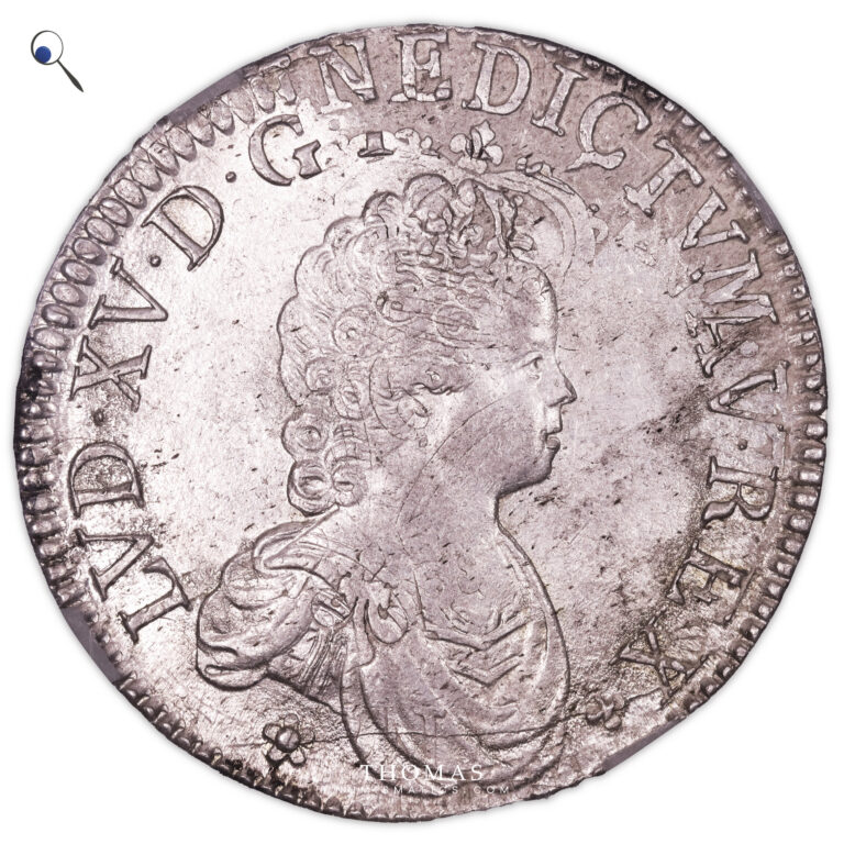 Coin France - Louis XV - Écu Vertugadin - 1716 X Amiens - GENI MS 62 - Trésor du moulin de Luzarches obverse