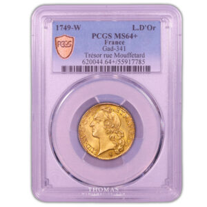 Louis XV-Louis or bandeau 1749 W Lille-PCGS MS 64plus-Mouffetard slab