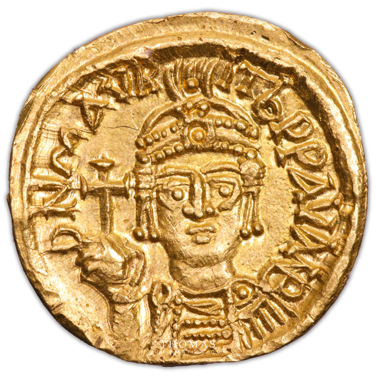 Byzantine coin - Mauricius Tiberius - Gold Solidus - Carthage obverse