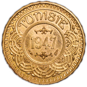 Tunisia - Gold - 100 francs or - 1947/1366 AH - only 33 examples obverse