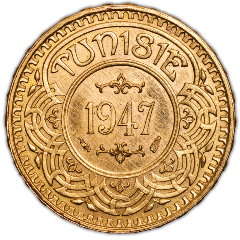 Tunisia - Gold - 100 francs or - 1947/1366 AH - only 33 examples obverse
