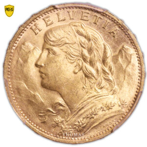 Coin Switzerland - Gold 20 francs or Vreneli - 1926 B Bern - PCGS MS 65 obverse