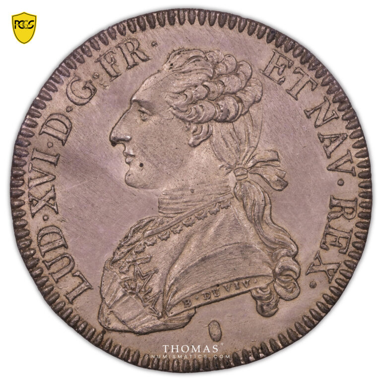 Coin France - Louis XVI - Tin trial obverse 1/2 Écu aux branches d'olivier - Uniface - PCGS MS 63 obverse