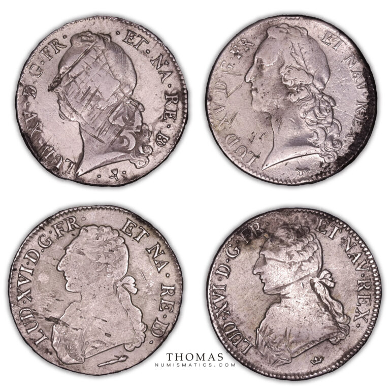 Coin France -Louis XVI - 1787 Pau - 1784 M - Louis XV - 1767 Pau - 1746 A - The sauvionnières Hoard obverse