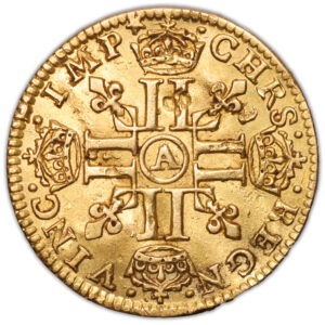 Louis XIII - Demi louis or meche longue 1641 A revers