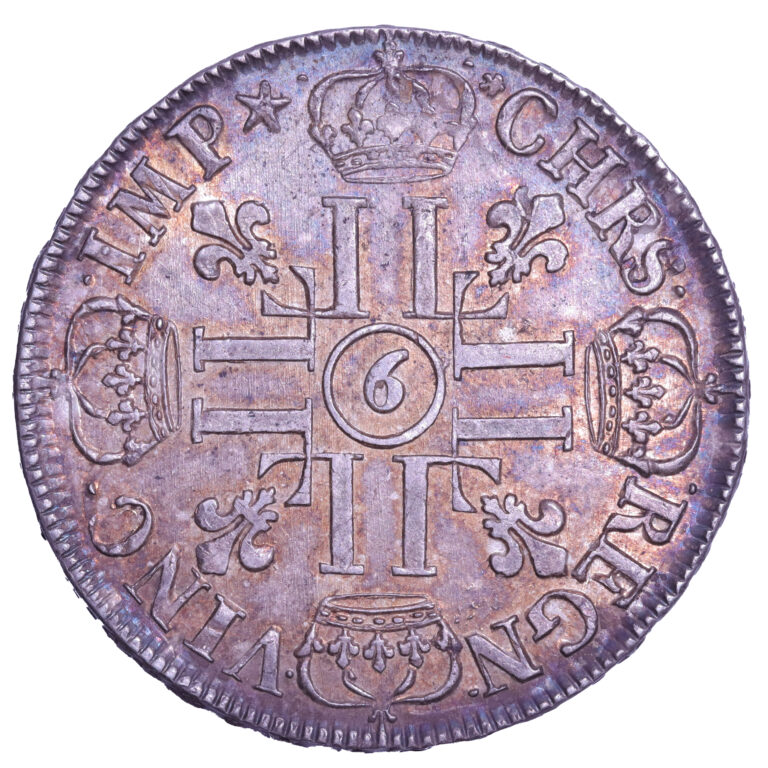 Coin France - Louis XIV - Écu aux 8L - 1691 9 Rennes - The coëx Miller's hoard reverse