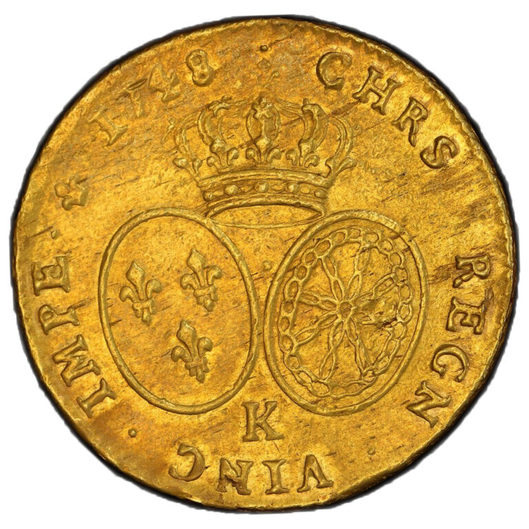 Monnaie France - Louis XV - Double Louis d'or au bandeau - 1748 K Bordeaux - 5955 exemplaires reverse