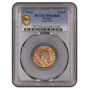 Coin France - Louis XVI - Liard à l'écu - 1784 L Bayonne - PCGS MS 64 RB slab