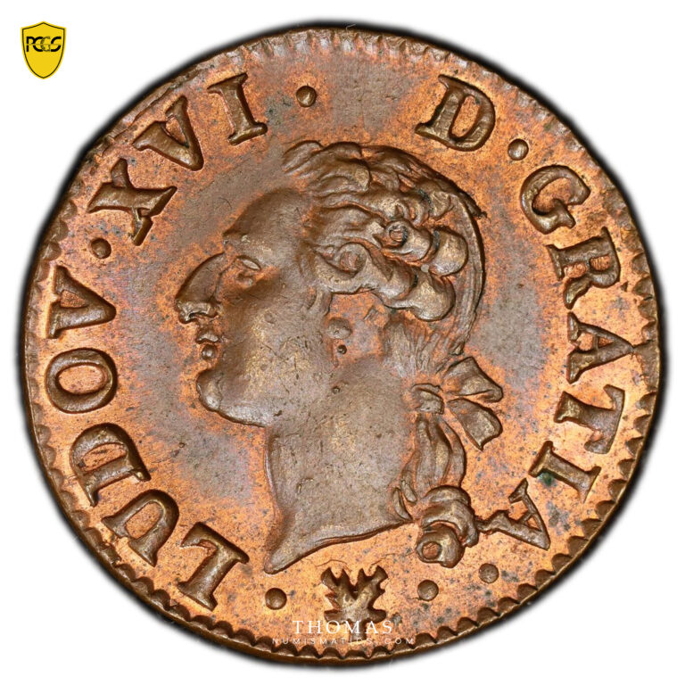 Louis XVI - liard avers PCGS MS 64 RB aversCoin France - Louis XVI - Liard à l'écu - 1784 L Bayonne - PCGS MS 64 RB obverse