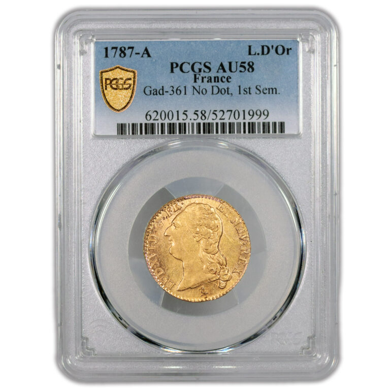 Coin France - Louis XVI - Gold  Louis d'or tête nue - 1787 A Paris - PCGS AU 58 slab