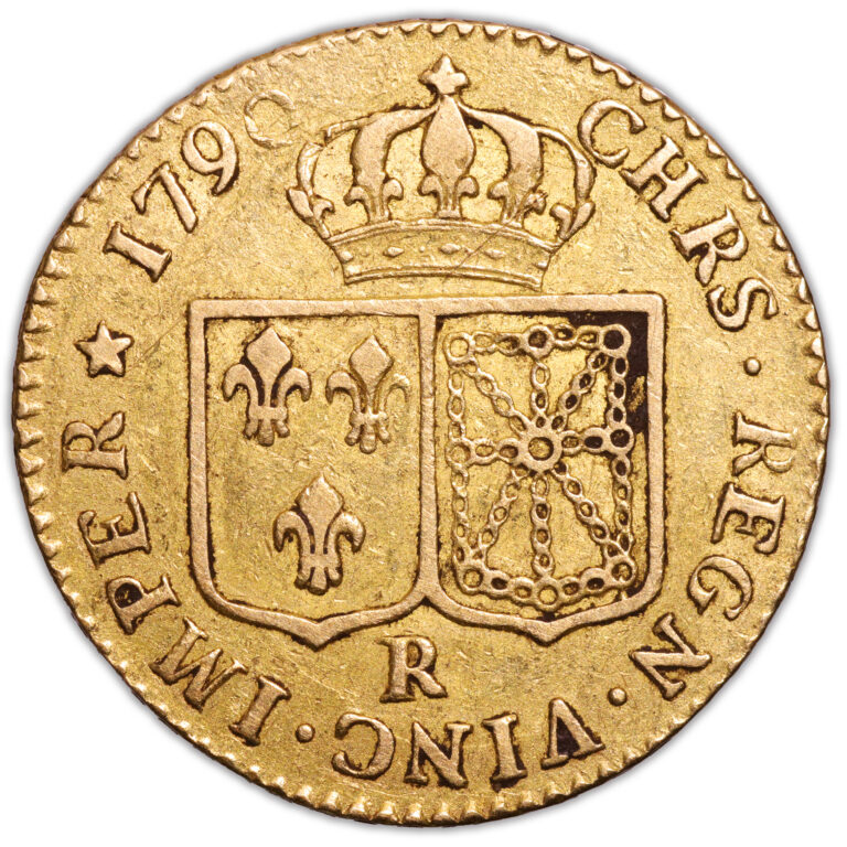 Coin France - Louis XVI - Gold - Louis d'or à la tête nue - 1790 R Orléans - 9386 examples reverse