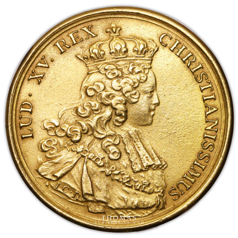 Medal France - Louis XV - Gold Medal - Coronation of King Louis XV- JC Roettiers 1722 - Paris obverse