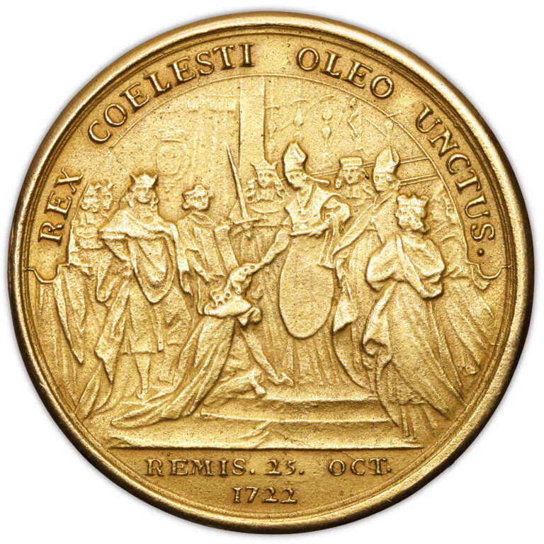 Medal France - Louis XV - Gold Medal - Coronation of King Louis XV- JC Roettiers 1722 - Paris reverse