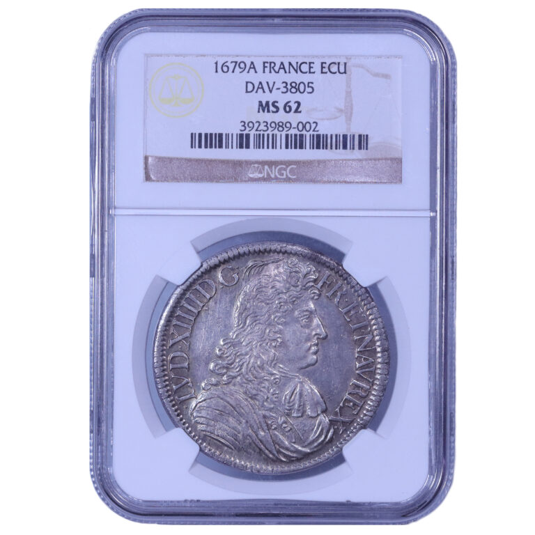Monnaie France - Louis XIV - Écu à la cravate - NGC MS 62 - 1679 A Paris slab