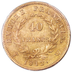 Napoleon I - 40 francs or 1812 W Lille PCGS AU 58 revers