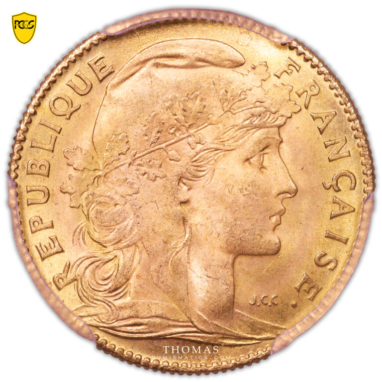 Coin France - Gold 10 Francs Or Coq - 1912 - PCGS MS 65 obverse