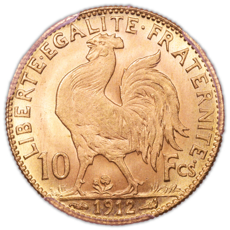 Coin France - Gold 10 Francs Or Coq - 1912 - PCGS MS 65 reverse