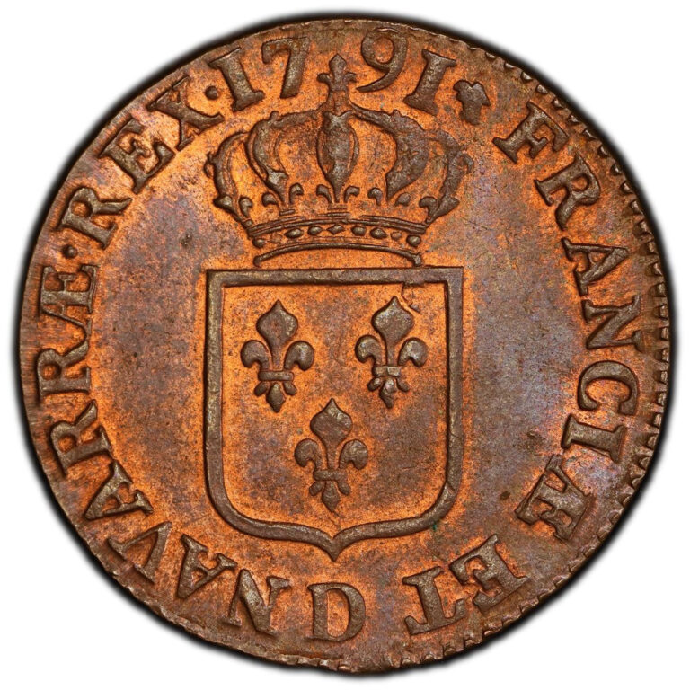 Coin France - Louis XVI - Sol à l'écu - 1791 D  Lyon - PCGS MS 63 BN reverse